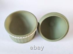 Wedgwood Green Jasperware Trinket Box Acorn and Oak Leaf