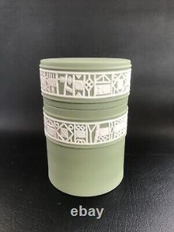 Wedgwood Green Jasperware Unusual lidded jar in excellent condition