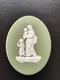 Wedgwood Green Jasperware Silver Cross Pram Plaque In Excellent Condition