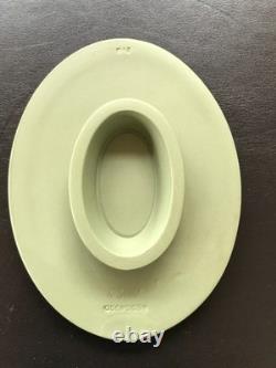 Wedgwood Green Jasperware silver cross Pram Plaque in excellent condition