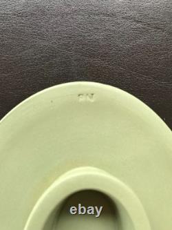 Wedgwood Green Jasperware silver cross Pram Plaque in excellent condition