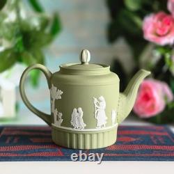Wedgwood Green Miniature Teapot Domestic Employment Jasperware Perfect
