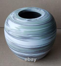 Wedgwood Green Swirled Marbled Jasperware Heavy Large Vase