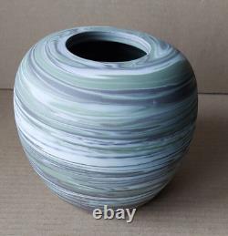 Wedgwood Green Swirled Marbled Jasperware Heavy Large Vase