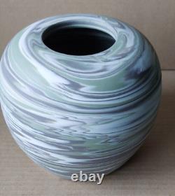 Wedgwood Green Swirled Marbled Jasperware Heavy Large Vase