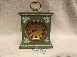 Wedgwood Green jasperware Baronet Mantel Clock in excellent working condition