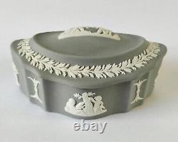 Wedgwood Grey Jasperware Trinket Box Boat Shaped