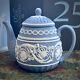 Wedgwood Jasperware Blue And White Relief 250th Anniversary Tea Pot