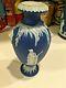 Wedgwood Japerware Antique Dark Blue Dip 6 Lion's Head Urn Vase Pre 1890 Nice
