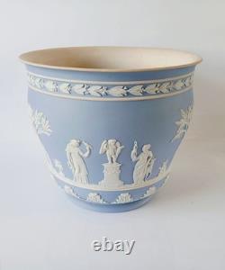 Wedgwood Jasper Antique Blue Dip Large Cachepot / Planter Jasperware