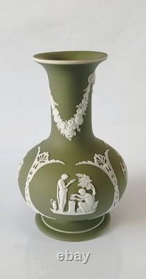 Wedgwood Jasper Antique Green White Dip Vase jasperware