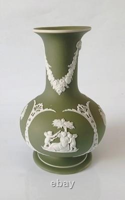 Wedgwood Jasper Antique Green White Dip Vase jasperware