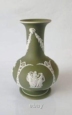 Wedgwood Jasper Antique Green White Dip Vase jasperware