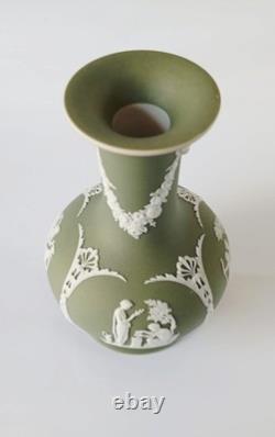 Wedgwood Jasper Antique Green White Dip Vase jasperware