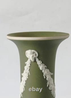 Wedgwood Jasper Antique Green White Dip Vase jasperware