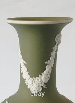 Wedgwood Jasper Antique Green White Dip Vase jasperware