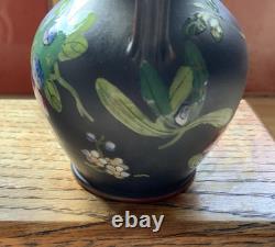 Wedgwood Jasper Black Basalt Enamel 2 X 3 Double Handled Vases Capri Ware