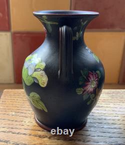 Wedgwood Jasper Black Basalt Enamel 2 X 3 Double Handled Vases Capri Ware