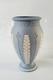 Wedgwood Jasper Blue Vase Acanthus And Bellflowers Jasperware