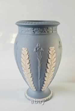 Wedgwood Jasper Blue Vase Acanthus and Bellflowers Jasperware Wedgwood Jasper Blue Vase Acanthus and Bellflowers Jasperware