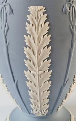 Wedgwood Jasper Blue Vase Acanthus and Bellflowers Jasperware