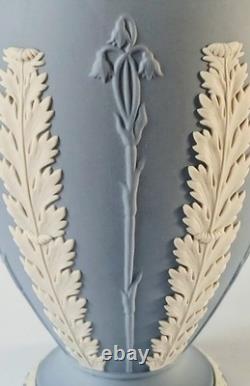 Wedgwood Jasper Blue Vase Acanthus and Bellflowers Jasperware