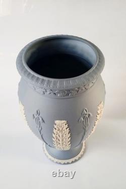 Wedgwood Jasper Blue Vase Acanthus and Bellflowers Jasperware