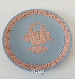 Wedgwood Jasper Blue and Pink Plate My Valentine 1987 jasperware