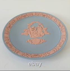 Wedgwood Jasper Blue and Pink Plate My Valentine 1987 jasperware