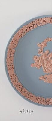 Wedgwood Jasper Blue and Pink Plate My Valentine 1987 jasperware