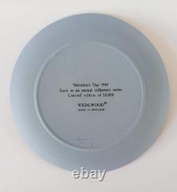 Wedgwood Jasper Blue and Pink Plate My Valentine 1987 jasperware