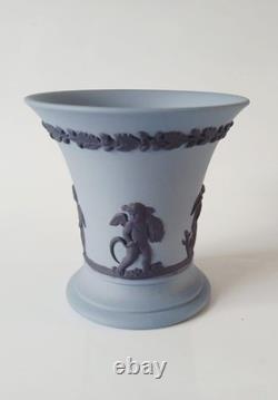 Wedgwood Jasper Blue and Portland Blue Four Seasons Trumpet Vase jasperware