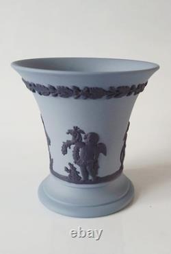 Wedgwood Jasper Blue and Portland Blue Four Seasons Trumpet Vase jasperware