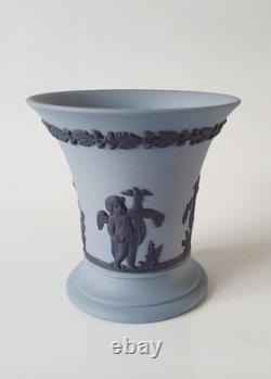 Wedgwood Jasper Blue and Portland Blue Four Seasons Trumpet Vase jasperware