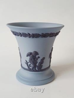 Wedgwood Jasper Blue and Portland Blue Four Seasons Trumpet Vase jasperware