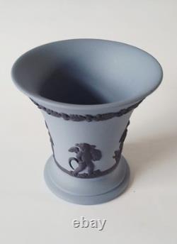 Wedgwood Jasper Blue and Portland Blue Four Seasons Trumpet Vase jasperware