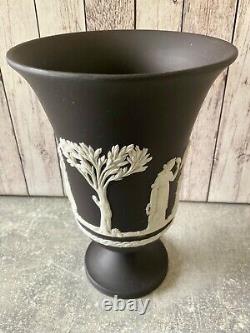 Wedgwood Jasper Jasperware White On Black Large Impressive Arcadian Vase