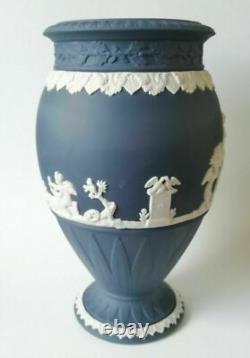 Wedgwood Jasper Portland Blue Vase Bountiful 8 Inch jasperware