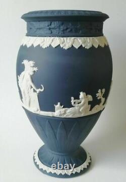 Wedgwood Jasper Portland Blue Vase Bountiful 8 Inch jasperware