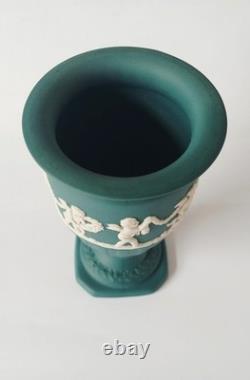 Wedgwood Jasper Spruce Green Footed Vase Cherubs jasperware