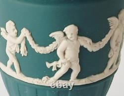 Wedgwood Jasper Spruce Green Footed Vase Cherubs jasperware Wedgwood Jasper Spruce Green Footed Vase Cherubs jasperware