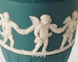 Wedgwood Jasper Spruce Green Footed Vase Cherubs jasperware Wedgwood Jasper Spruce Green Footed Vase Cherubs jasperware