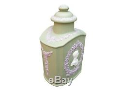 Wedgwood Jasper Tea Caddy Tri-Colour Jasperware Green Lilac White Royal Wedding