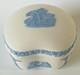 Wedgwood Jasper Trinket Box Blue On White Jasperware Kidney Shaped