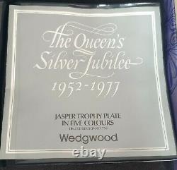 Wedgwood Jasper Trophy plate in 5 colours Queens silver Jubilee. Only 750 made