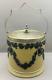 Wedgwood Jasper Ware Antique Yellow And Black Relief Biscuit Barrel Rare