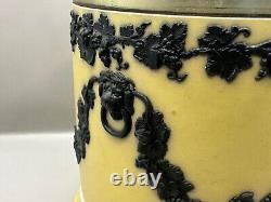Wedgwood Jasper Ware Antique Yellow and Black Relief Biscuit Barrel Rare