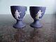 Wedgwood Jasper Ware Blue Dancing Hours Egg Cups Set Of Two