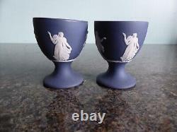 Wedgwood Jasper Ware Blue Dancing Hours Egg Cups Set of Two