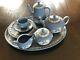 Wedgwood Jasper Ware Blue Miniature Tea/coffee Set 7 Pc- Excellent Condition